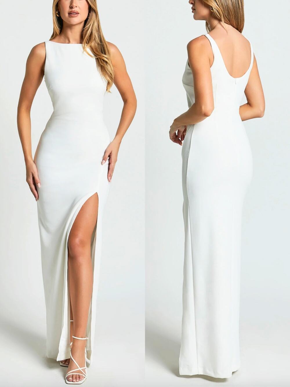 Showpo White Midi Maxi Dress Bridal Gown Size 8 Formal Wedding Fitted